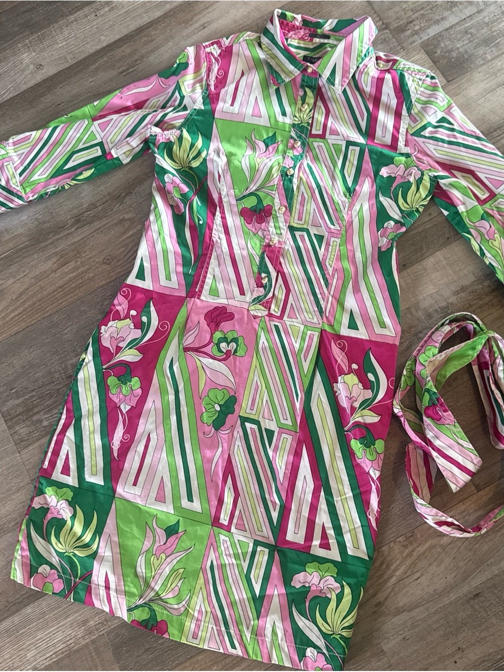 Talbots Pink and Green Striped Floral Blouse size S